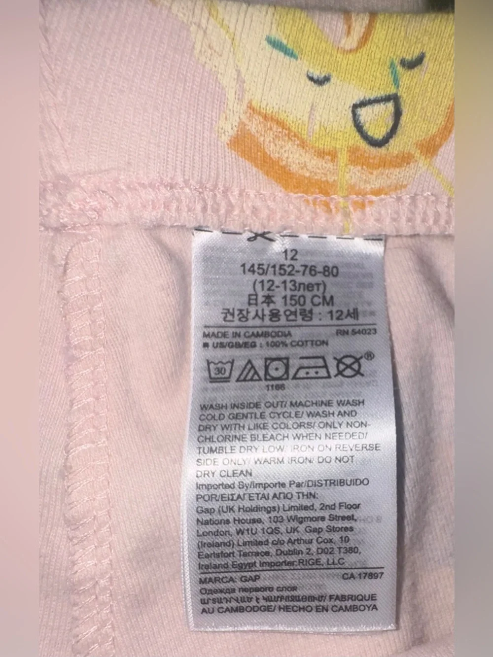 GAP Pink Kids Sleep Pajama Set with Multicolor Donut Print size 12